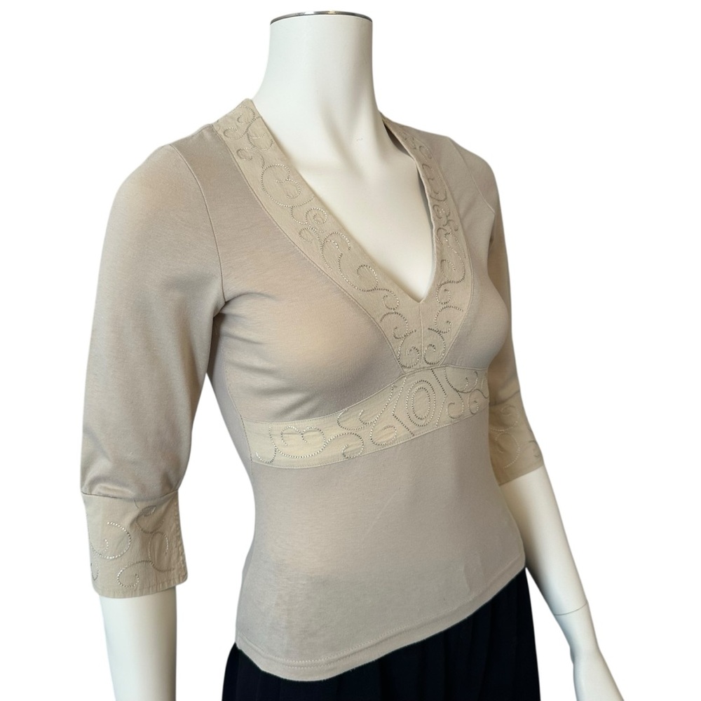 Costa Blanca Cotton Cream Top with Embroidery size M/L